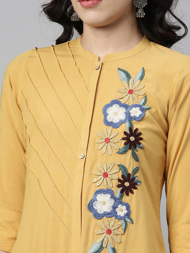 Neerus Mustard Color Rayon Fabric Kurta