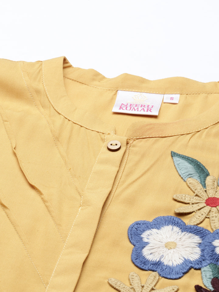 Neerus Mustard Color Rayon Fabric Kurta