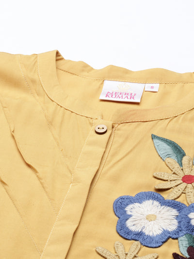 Neeru's Mustard Color Rayon Fabric Kurta