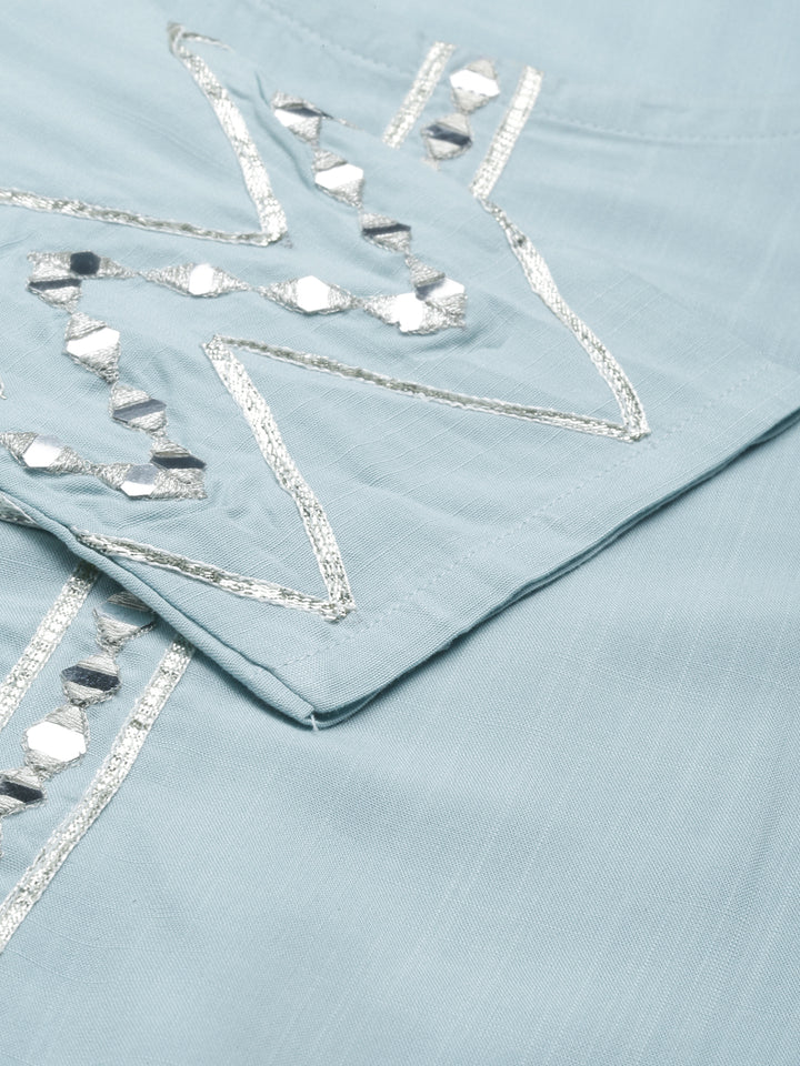 Neerus Aqua Color Slub Rayon Fabric Kurta