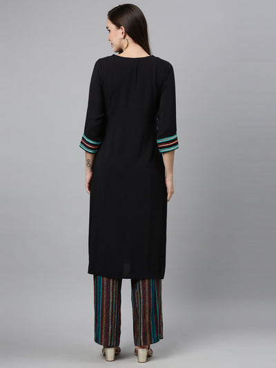 Neeru'S BLACK color, Viscose Rayon fabric Kurta Sets