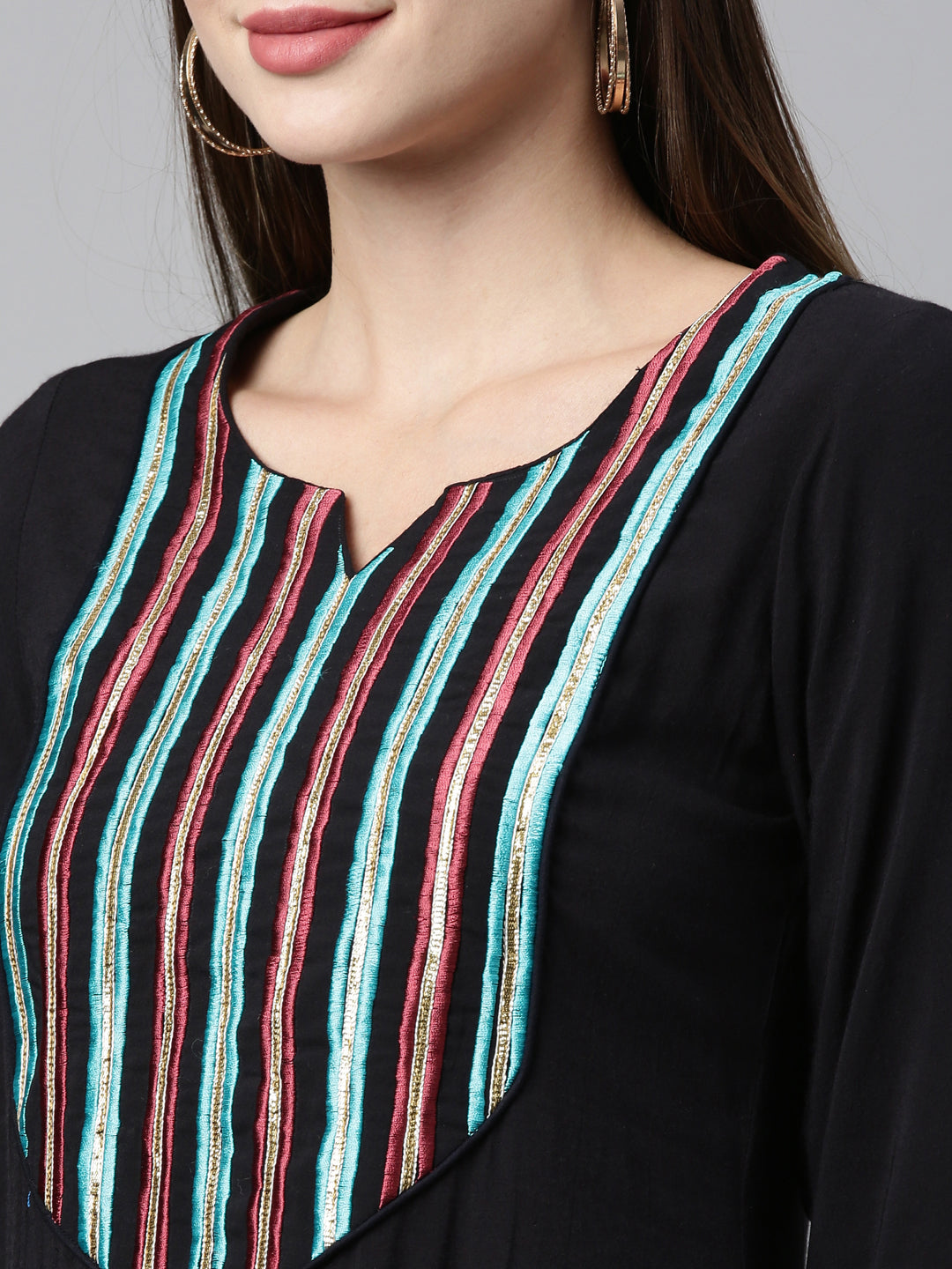 Neeru'S BLACK color, Viscose Rayon fabric Kurta Sets