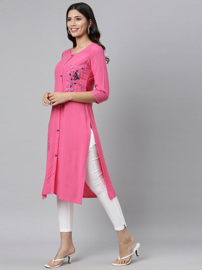 Neeru'S PINK color, SLUB RAYON fabric Kurta