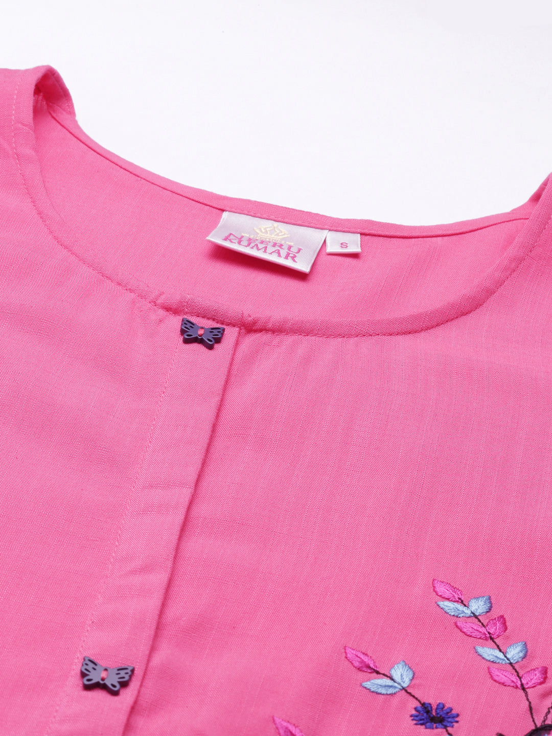 Neerus Pink Color Slub Rayon Fabric Kurta