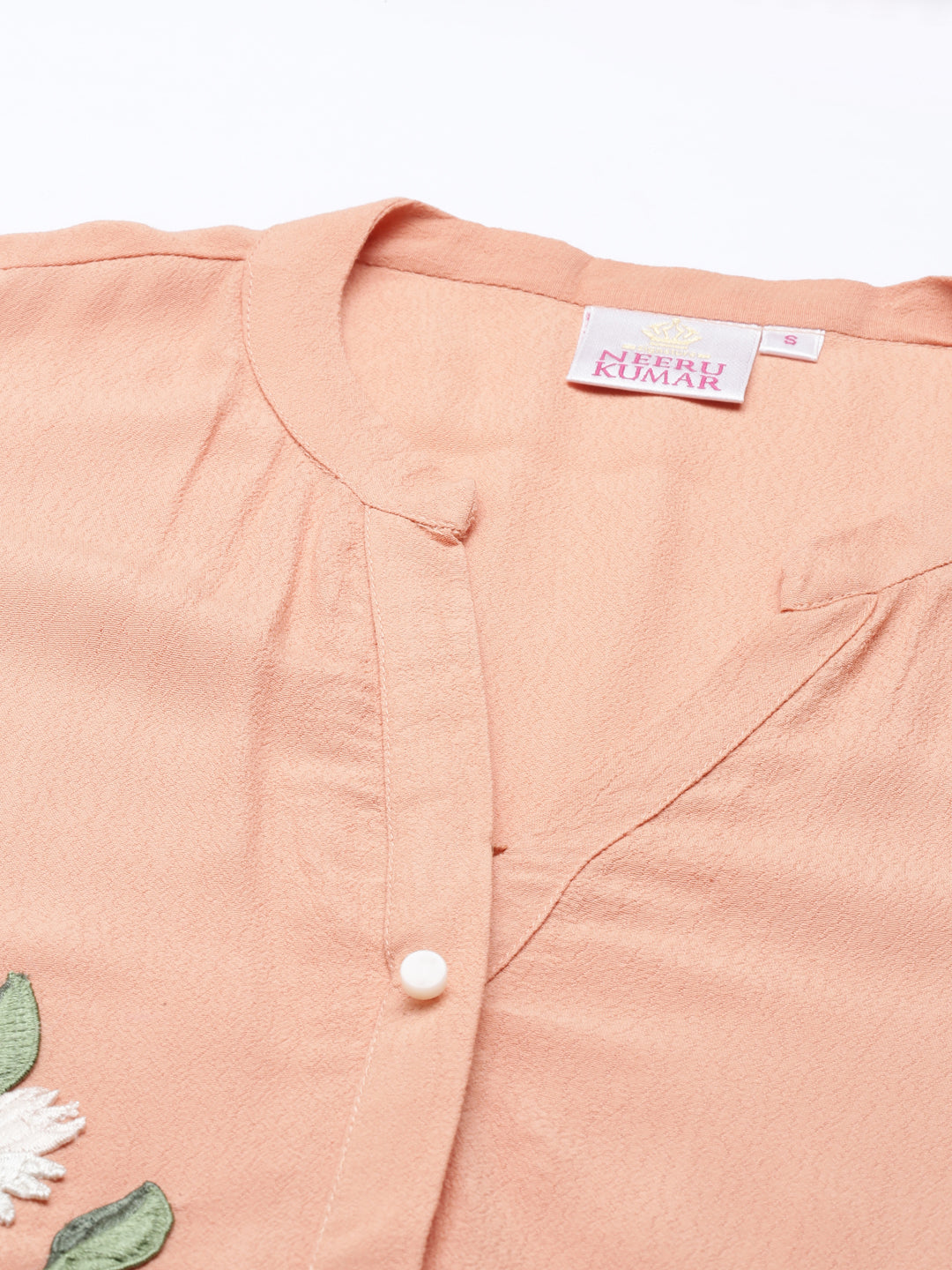 Neerus Peach Color Chiffon Fabric Kurta