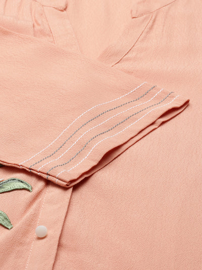 Neeru'S PEACH color, CHIFFON fabric Kurta