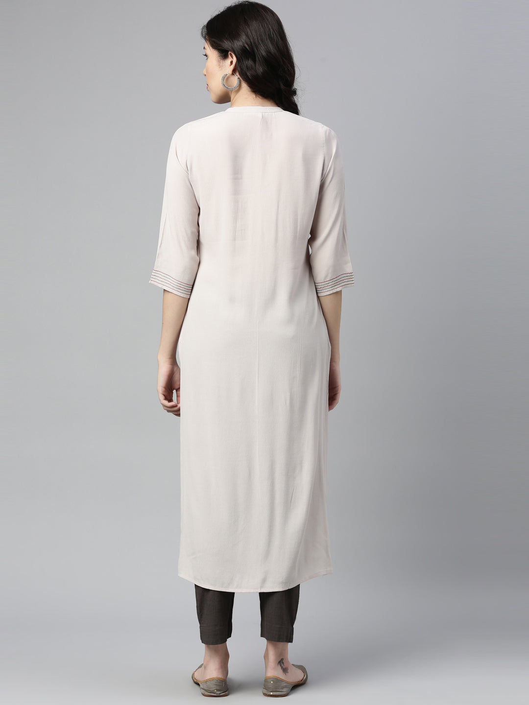 Neeru'S CREAM color, CHIFFON fabric Kurta