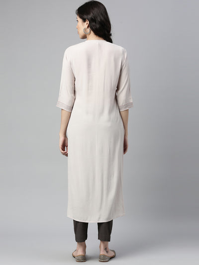 Neeru'S CREAM color, CHIFFON fabric Kurta