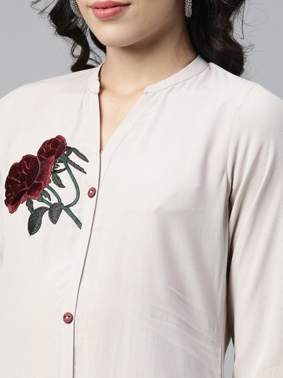 Neeru'S CREAM color, CHIFFON fabric Kurta