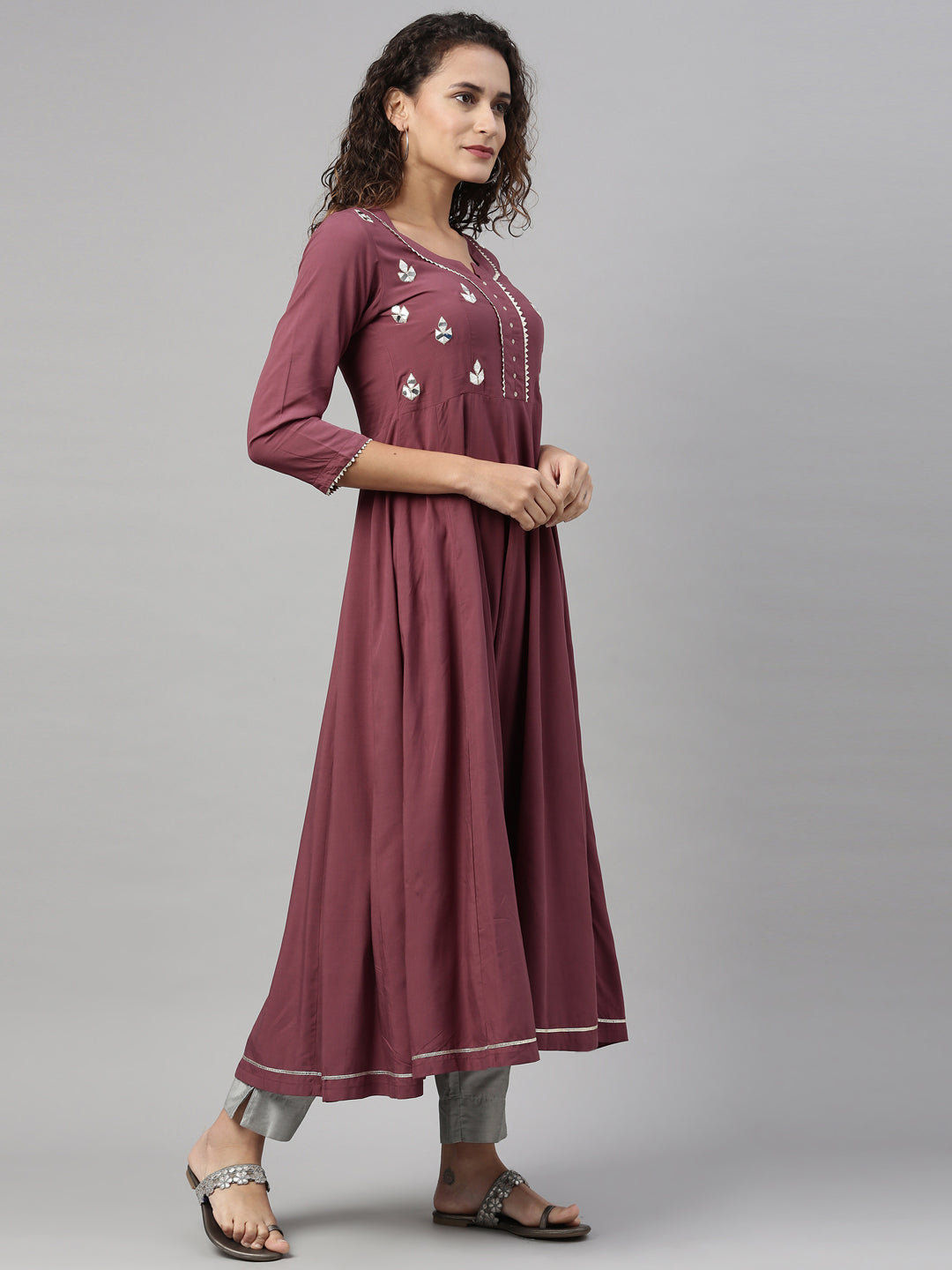 Neeru'S BURGUNDY color, SLUB RAYON fabric Kurta