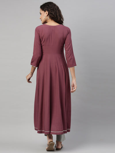 Neeru'S BURGUNDY color, SLUB RAYON fabric Kurta