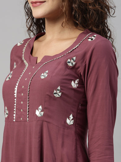 Neeru'S BURGUNDY color, SLUB RAYON fabric Kurta