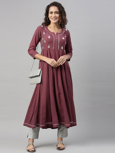 Neeru'S BURGUNDY color, SLUB RAYON fabric Kurta
