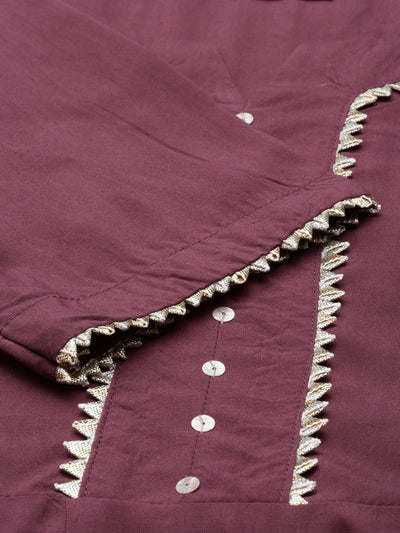 Neeru'S BURGUNDY color, SLUB RAYON fabric Kurta