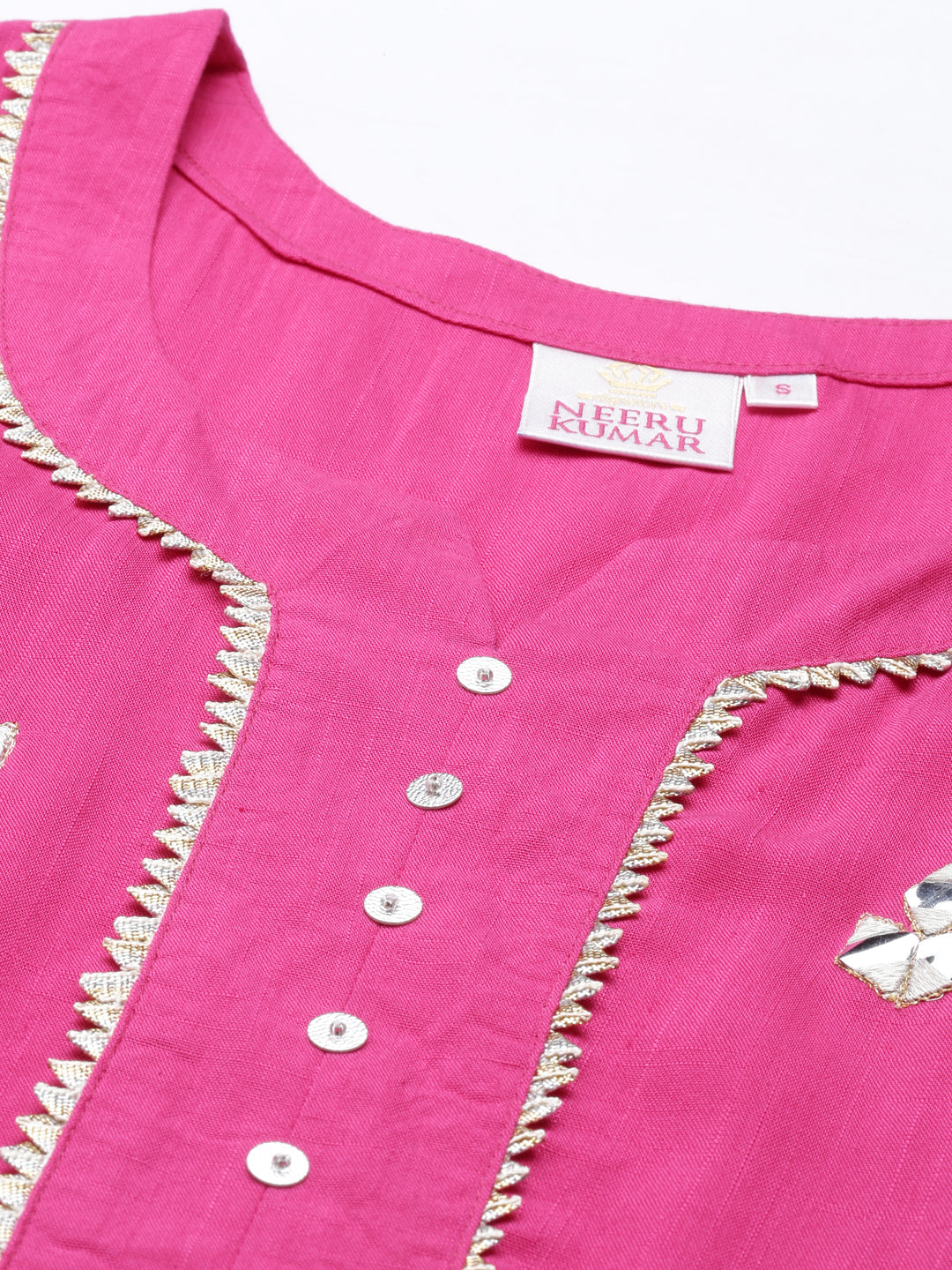 Neerus Pink Color Slub Rayon Fabric Kurta