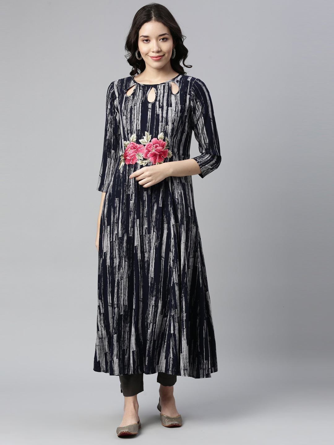 Neeru'S NAVY BLUE color, RAYON fabric Kurta
