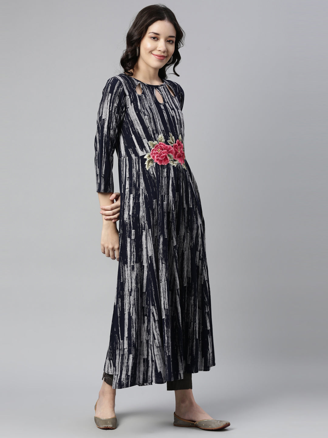Neeru'S NAVY BLUE color, RAYON fabric Kurta