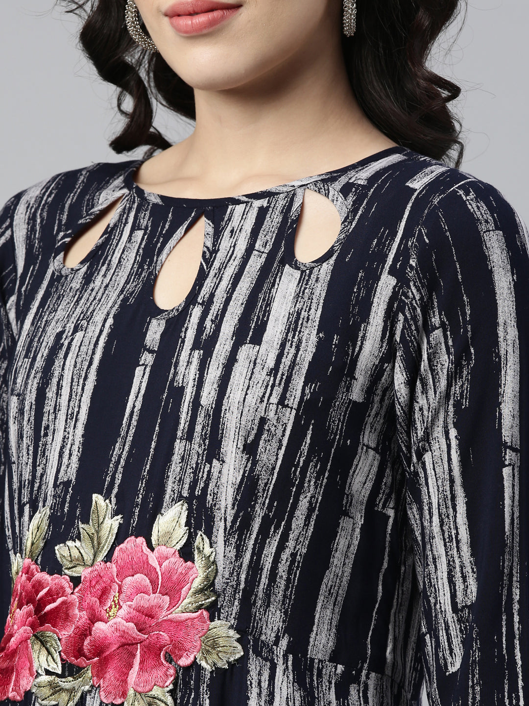 Neeru'S NAVY BLUE color, RAYON fabric Kurta