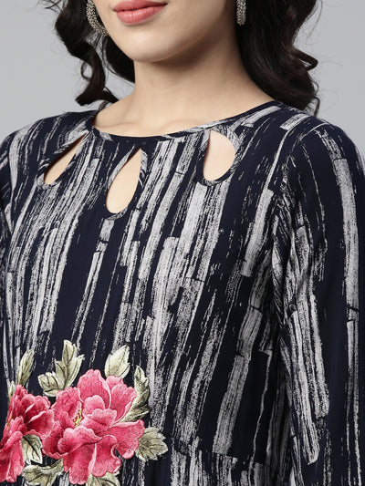 Neeru'S NAVY BLUE color, RAYON fabric Kurta
