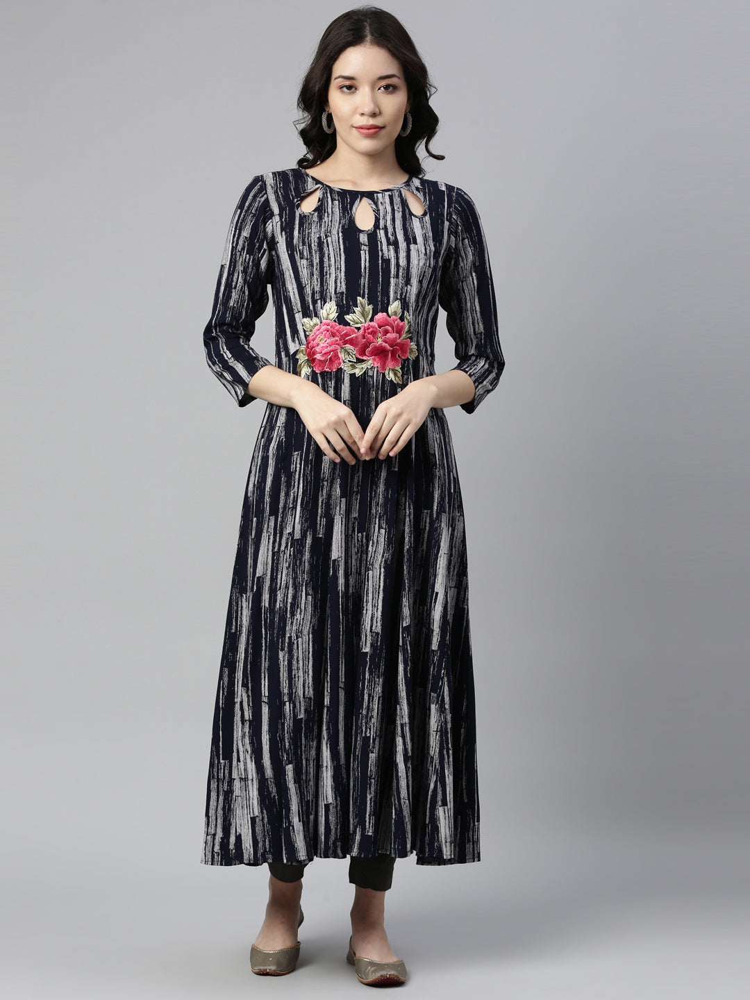 Neeru'S NAVY BLUE color, RAYON fabric Kurta