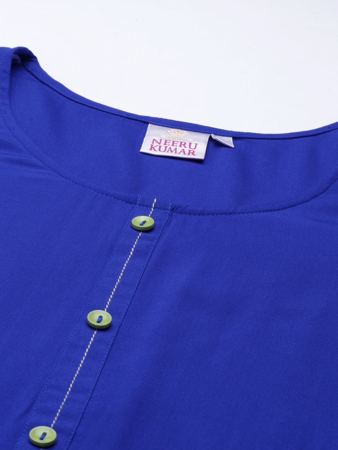 Neerus Blue Viscose Rayon Printed Kurta - detail view 3