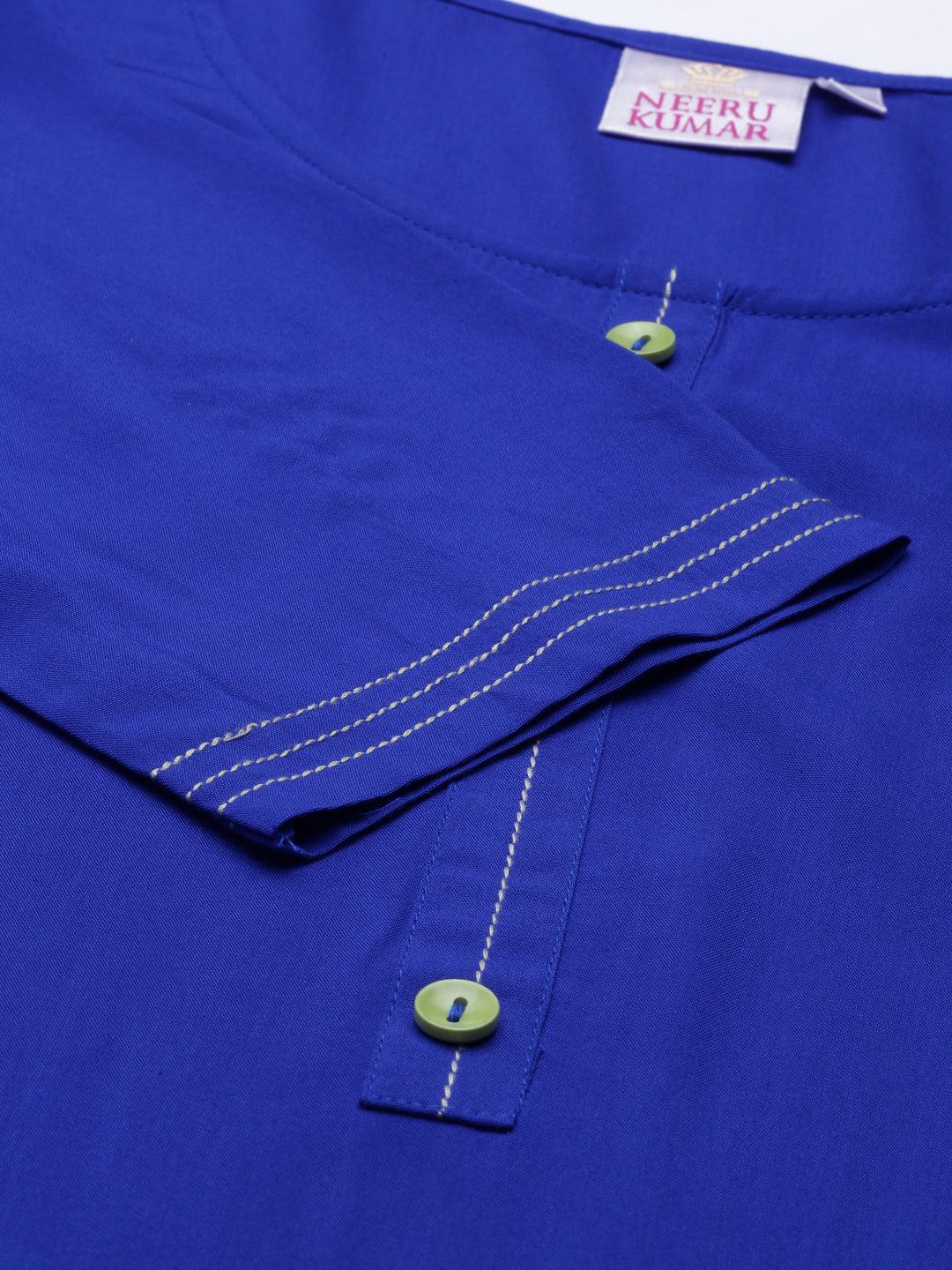 Neerus Blue Viscose Rayon Printed Kurta - detail view 4