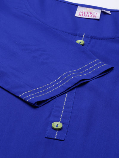 Neeru's Royal Blue Color Rayon Fabric Kurta