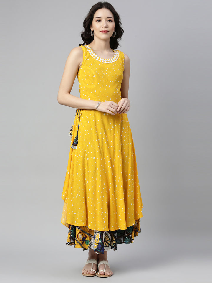 Neerus Yellow Color Rayon Fabric Kurta