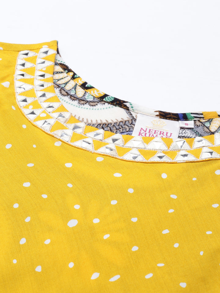 Neerus Yellow Color Rayon Fabric Kurta