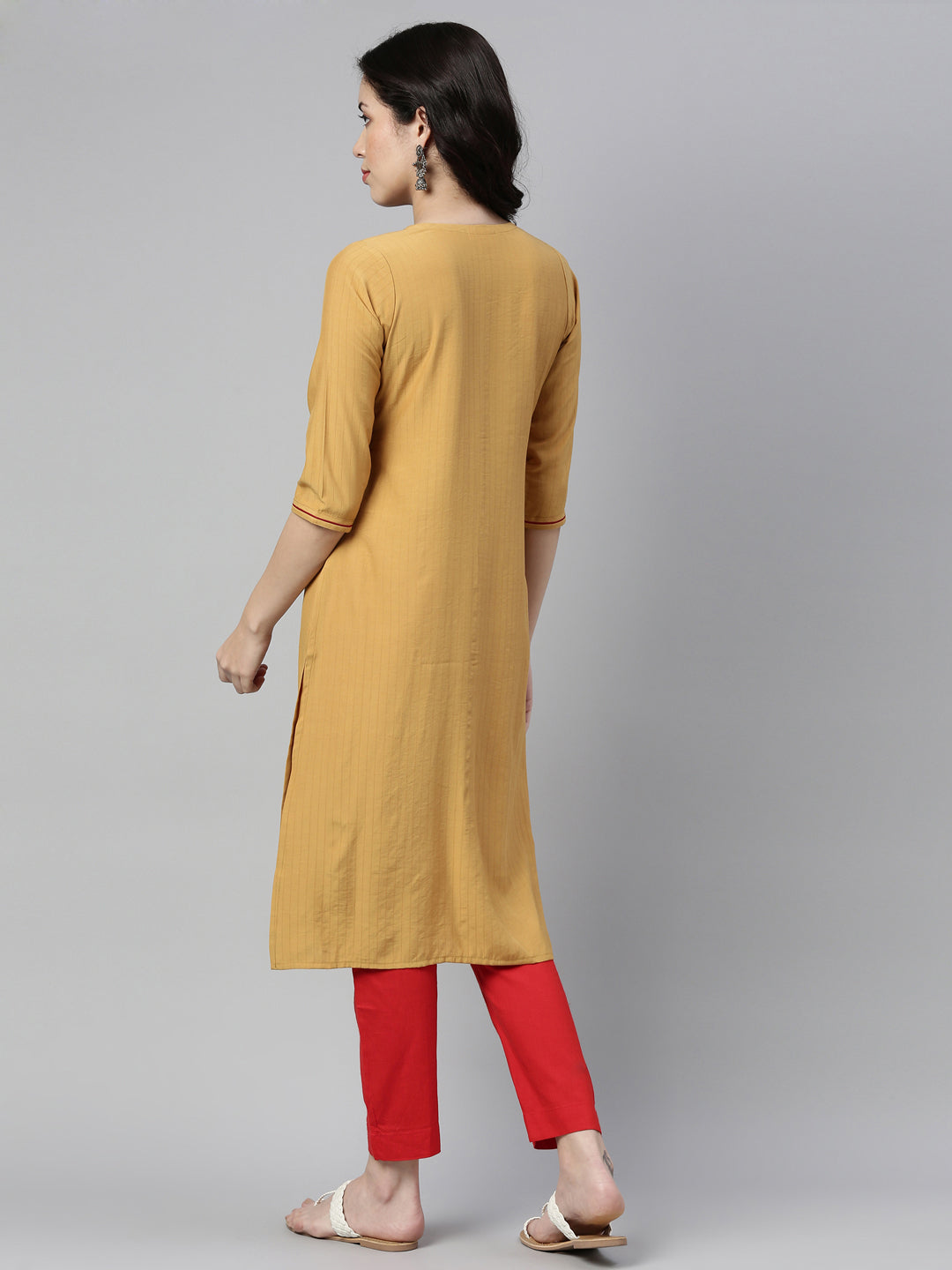 Neerus Mustard Color Rayon Fabric Kurta