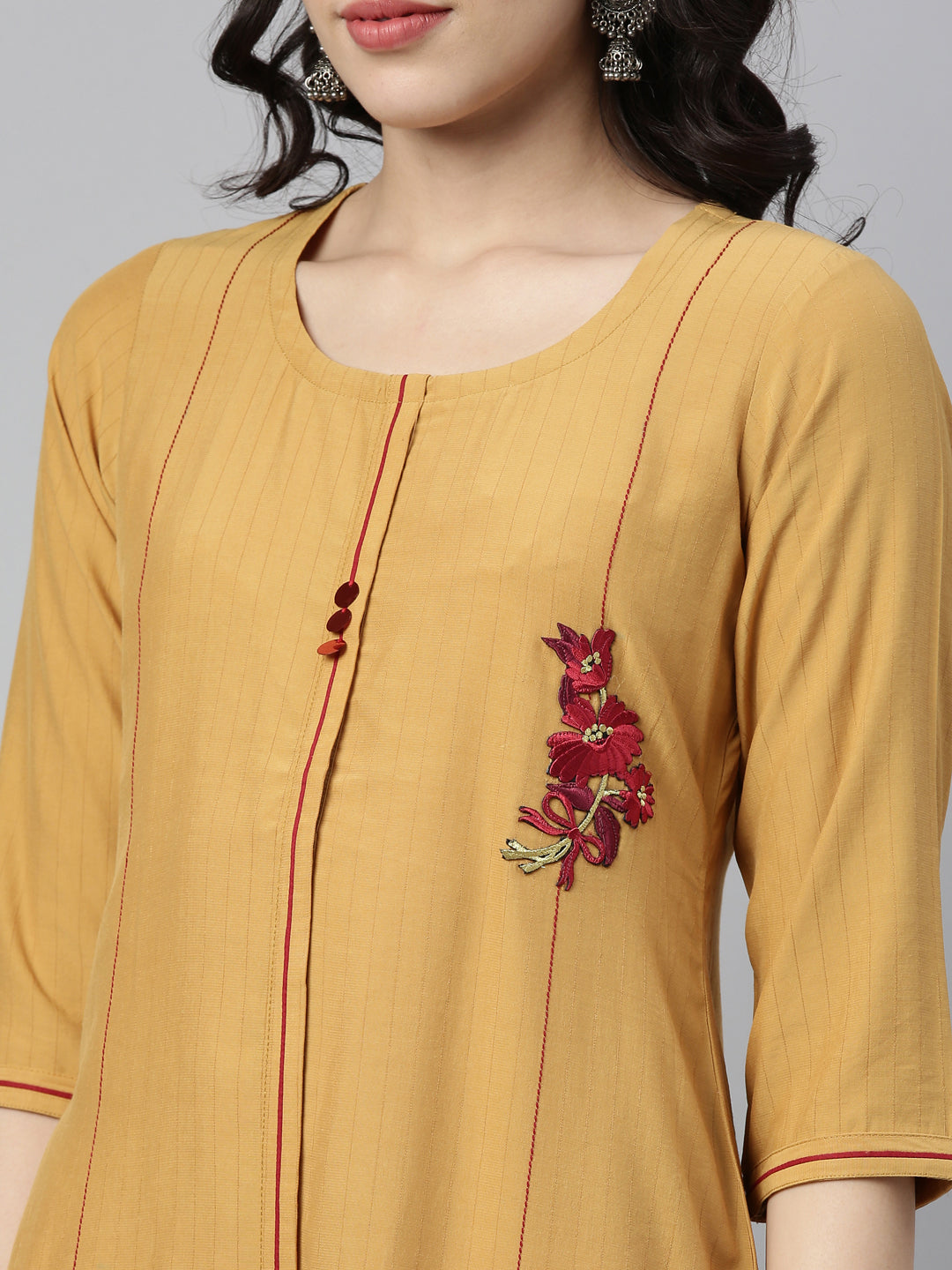 Neerus Mustard Color Rayon Fabric Kurta