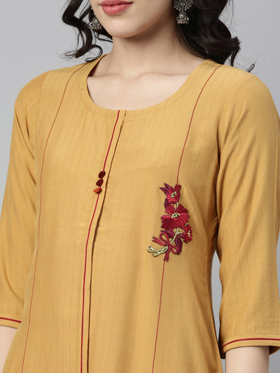 Neeru'S MUSTARD color, RAYON fabric Kurta