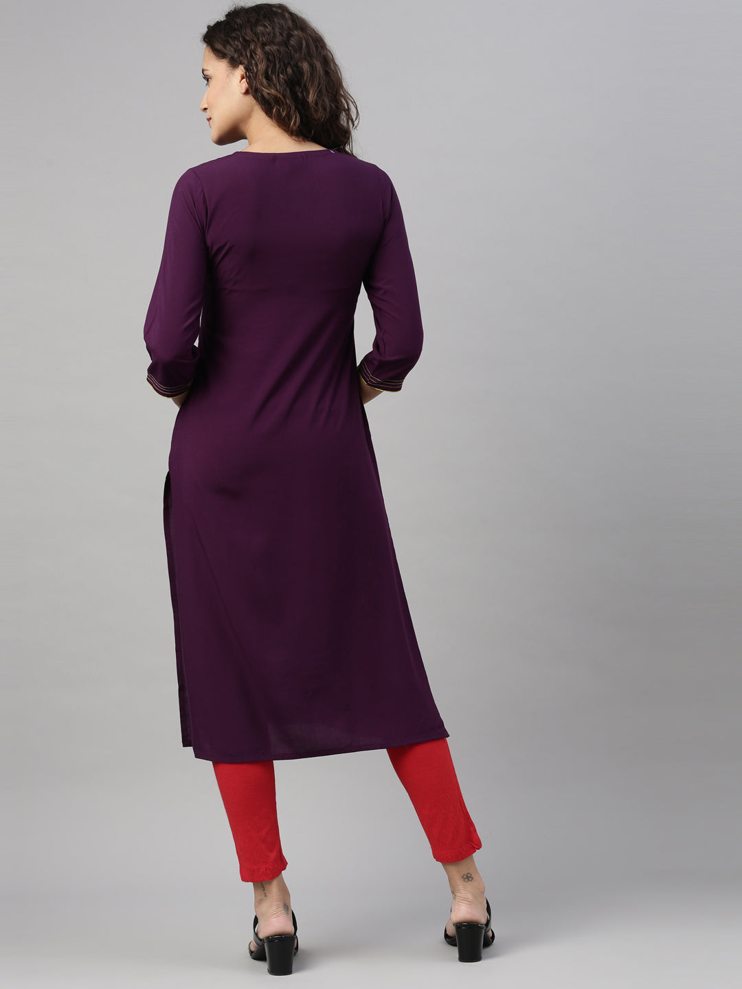 Neerus Purple Color Rayon Fabric Kurta