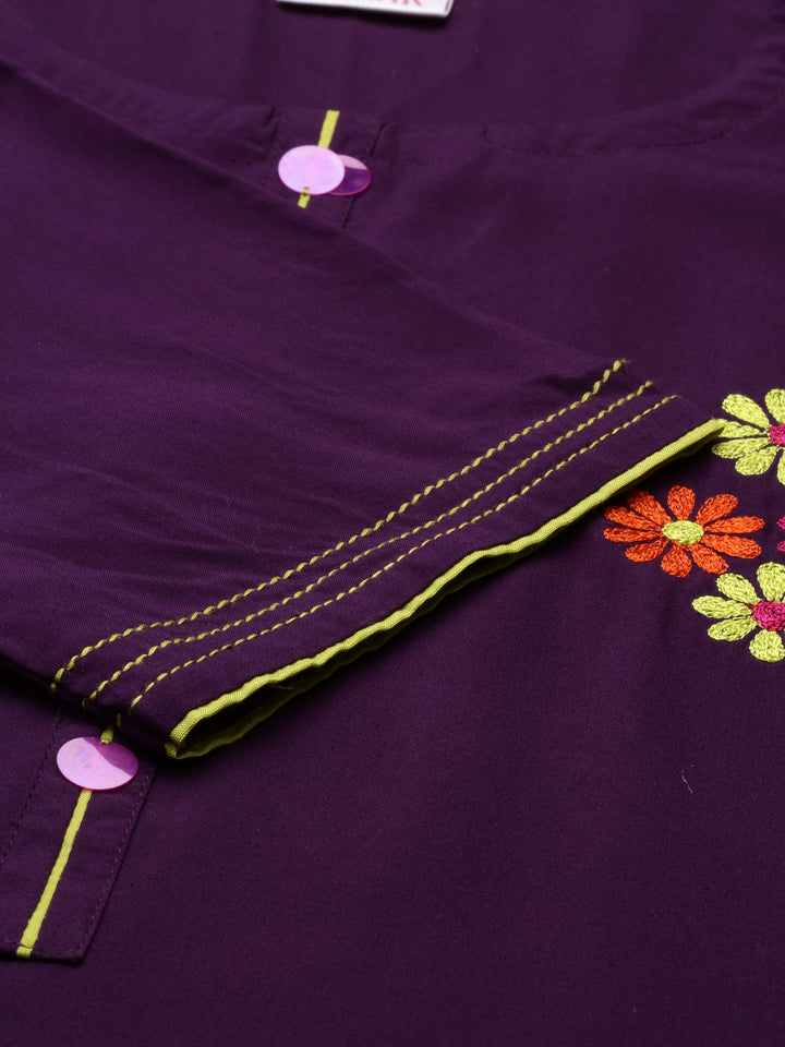 Neerus Purple Color Rayon Fabric Kurta