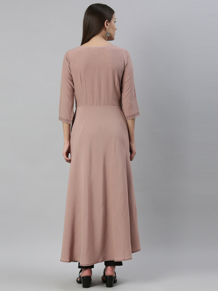 Neerus Onion Color Muslin Fabric Kurta