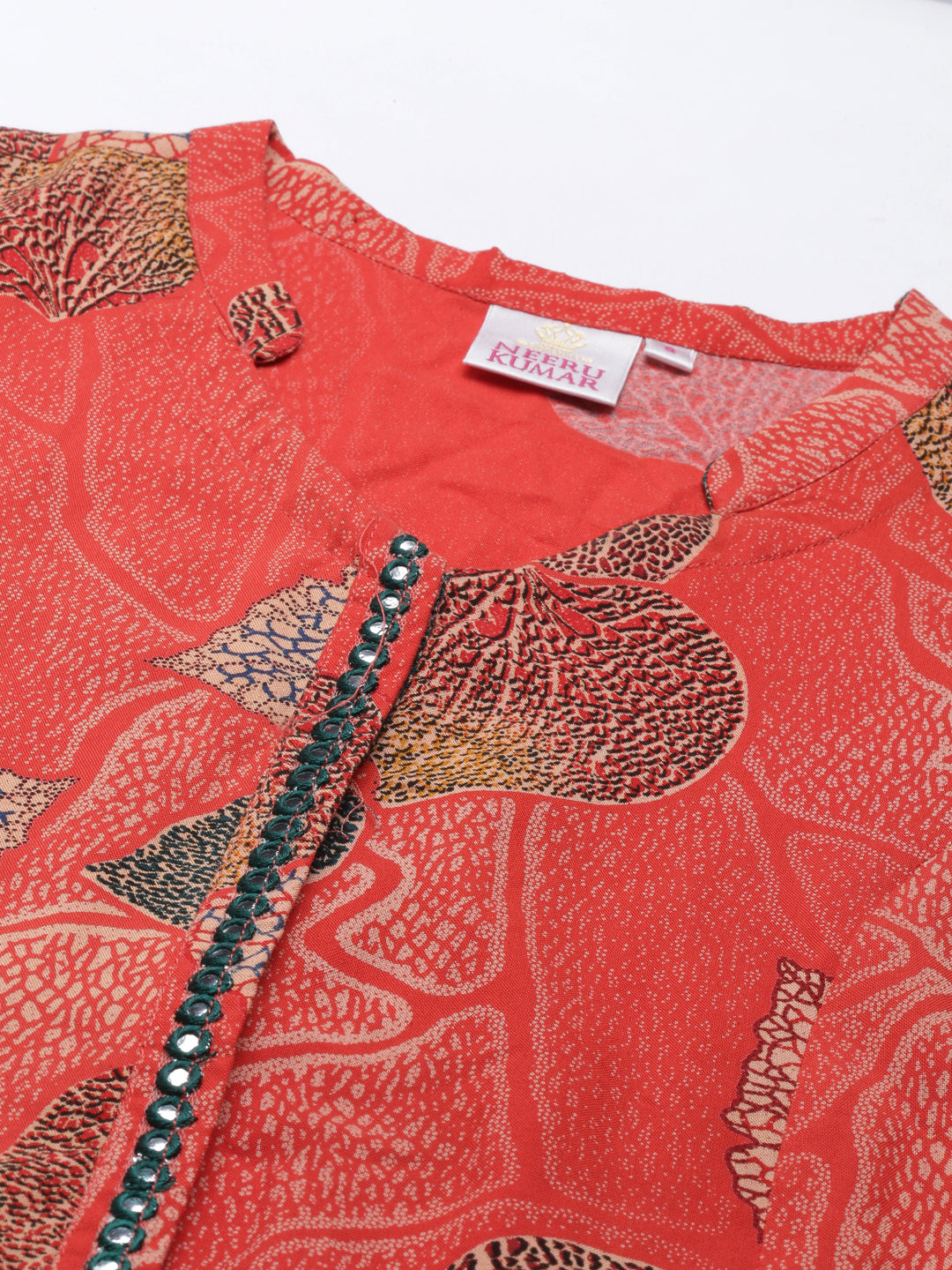 Neeru's Rust Color Rayon Fabric Kurta