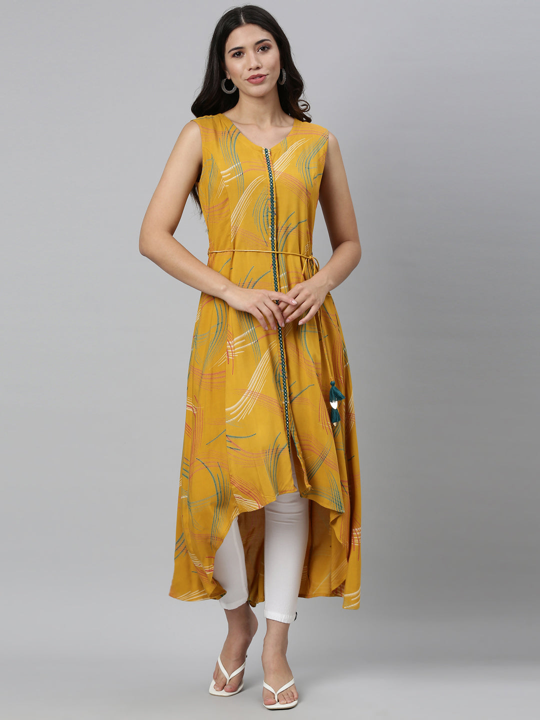 Neerus Mustard Color Rayon Fabric Kurta