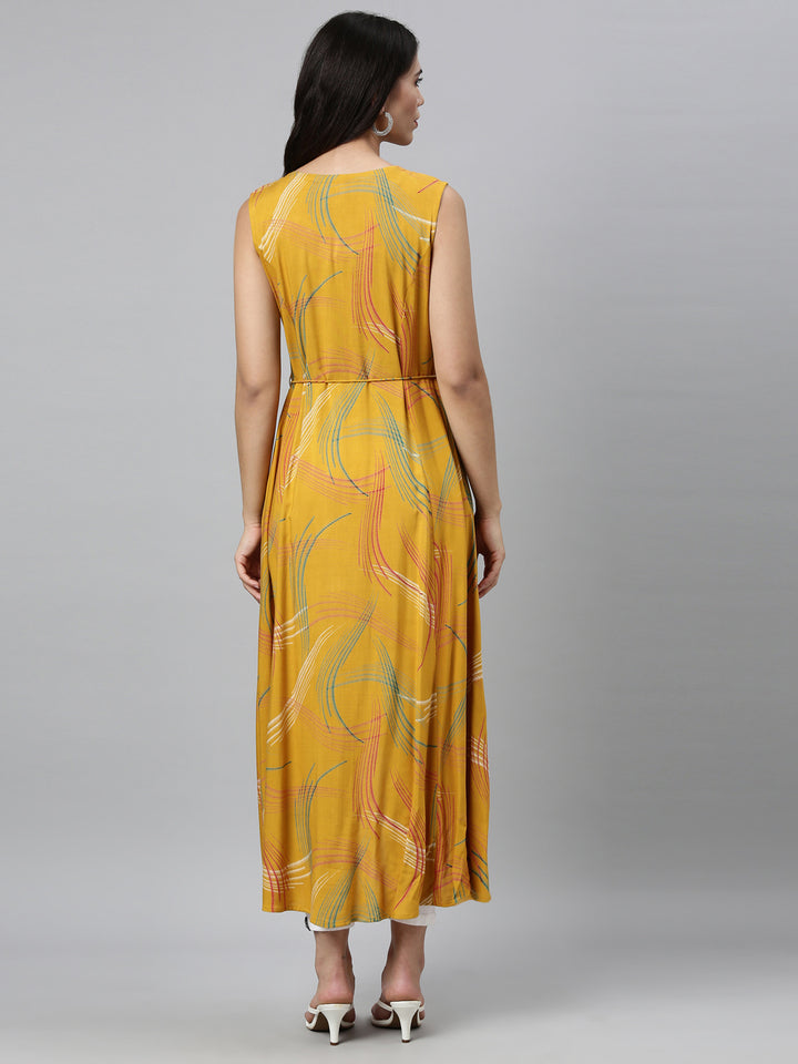 Neerus Mustard Color Rayon Fabric Kurta