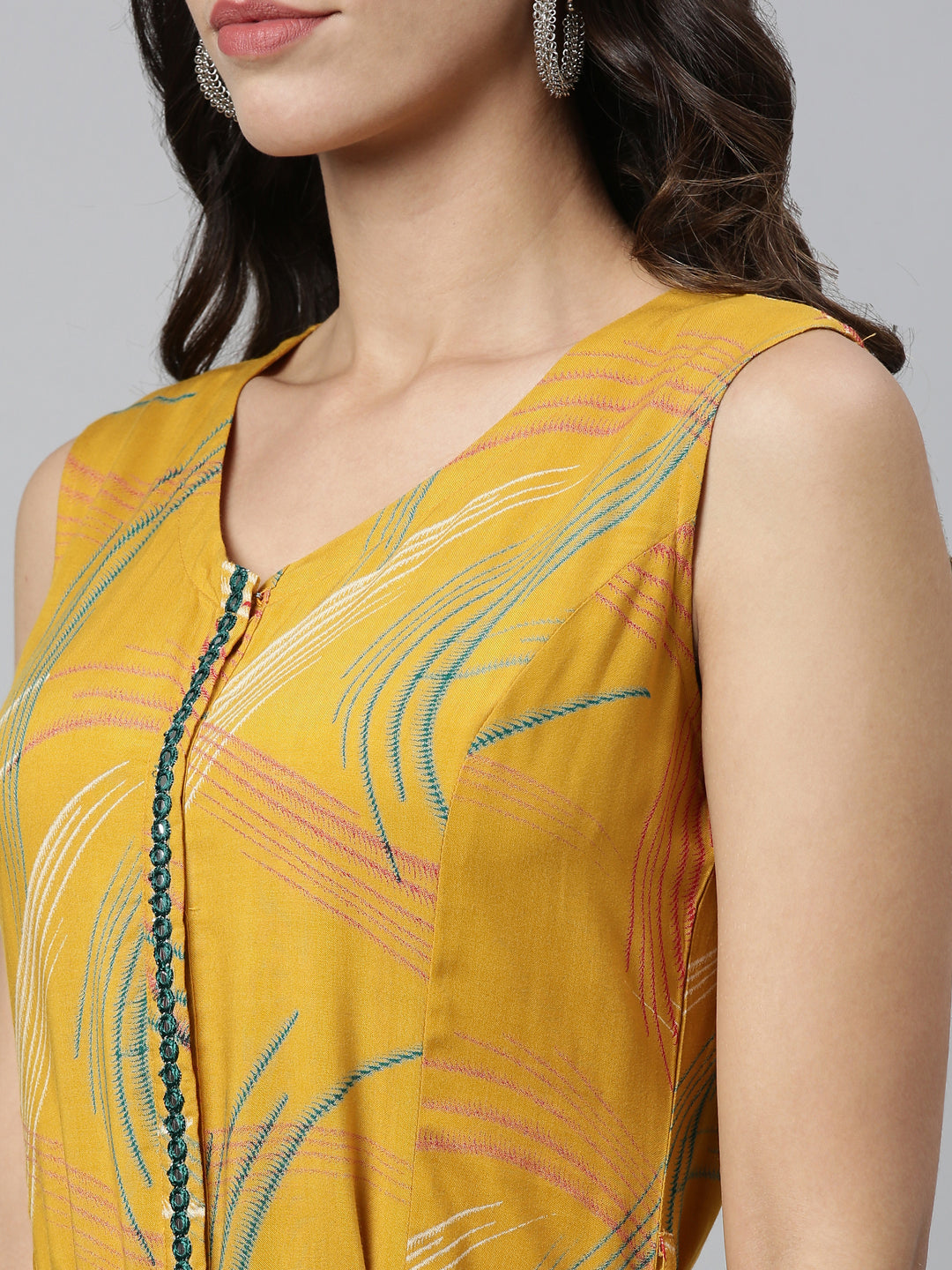 Neerus Mustard Color Rayon Fabric Kurta