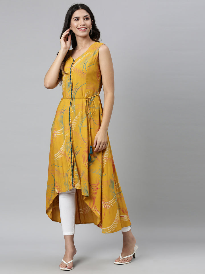 Neerus Mustard Color Rayon Fabric Kurta