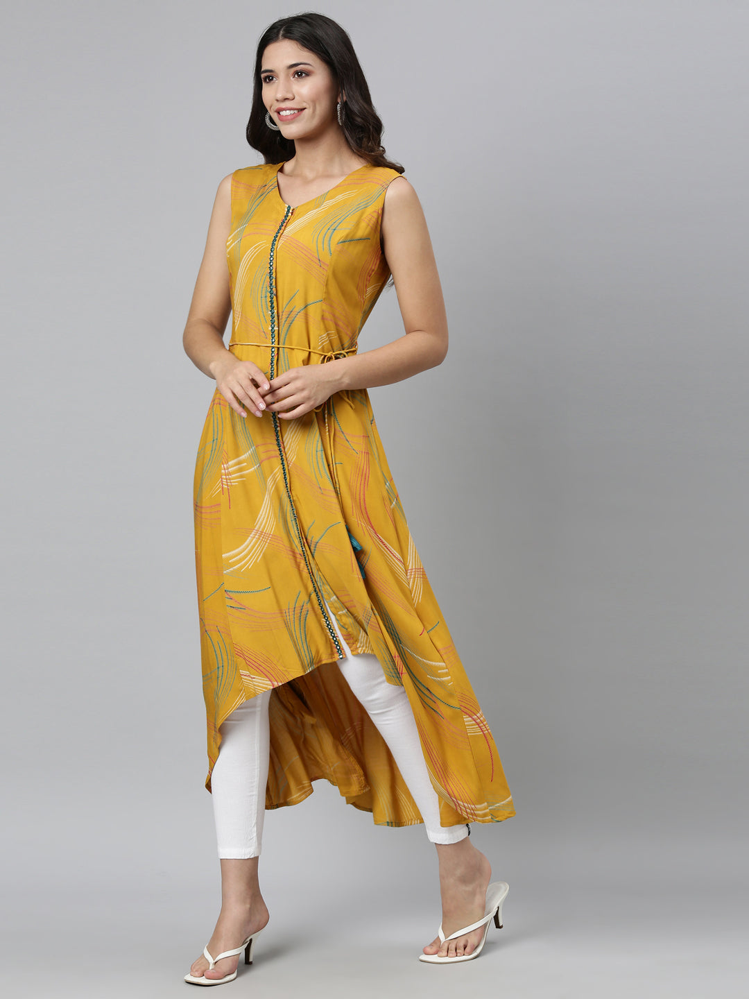 Neerus Mustard Color Rayon Fabric Kurta