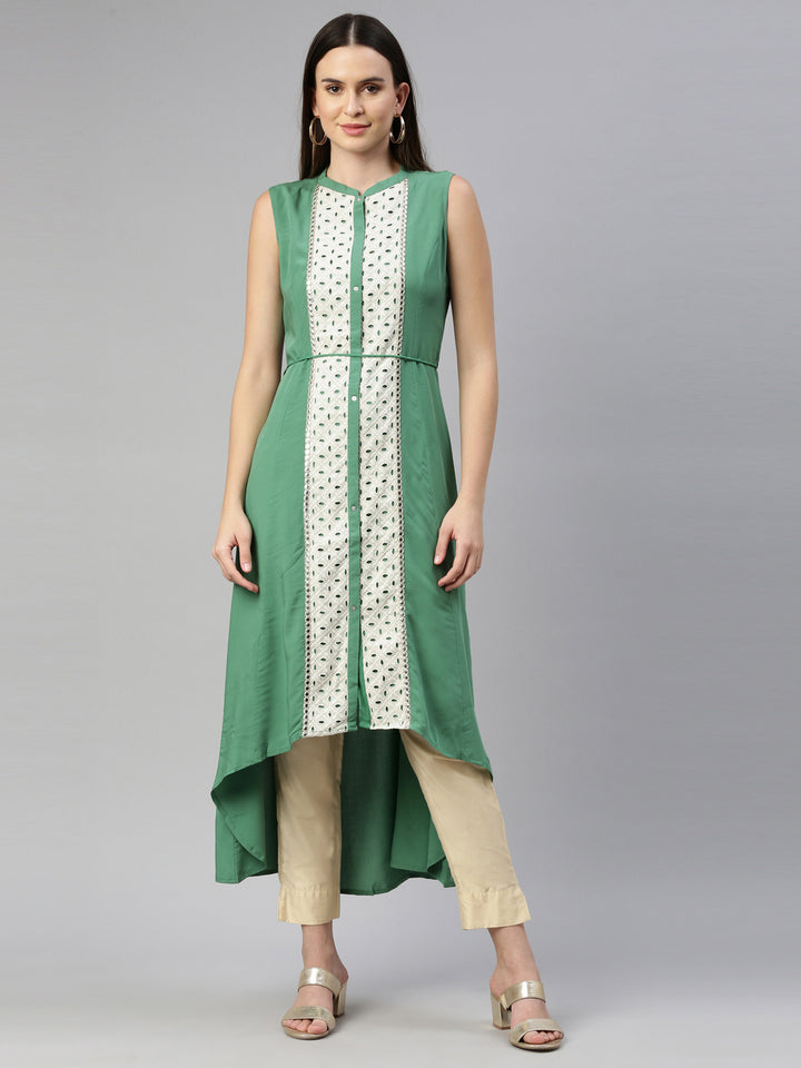 Neerus Green Color Rayon Fabric Kurta