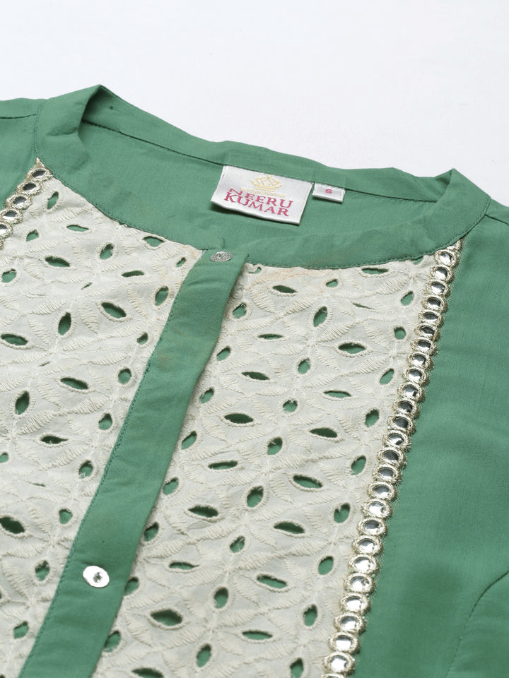 Neerus Green Color Rayon Fabric Kurta