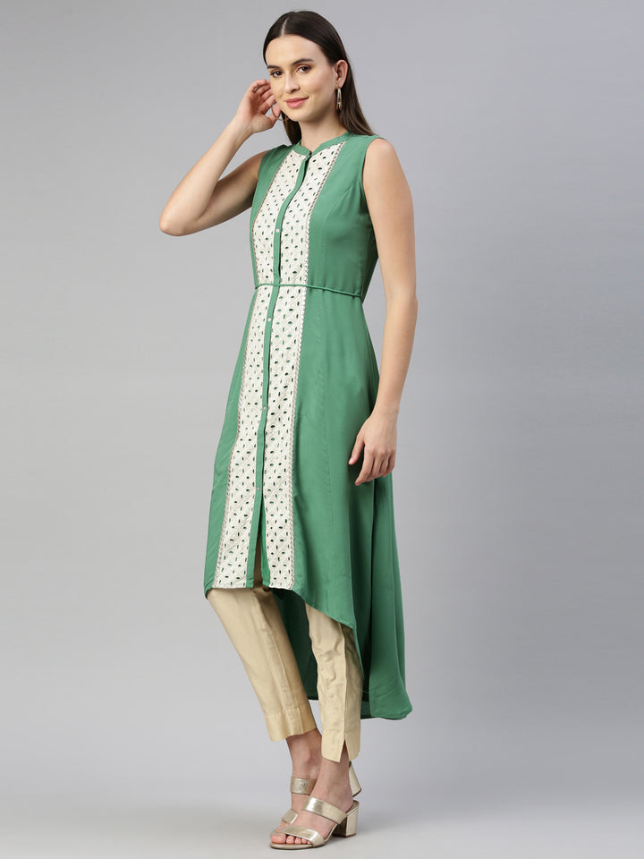 Neerus Green Color Rayon Fabric Kurta