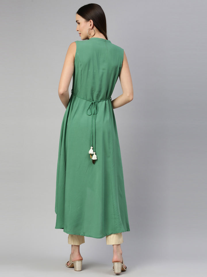 Neerus Green Color Rayon Fabric Kurta