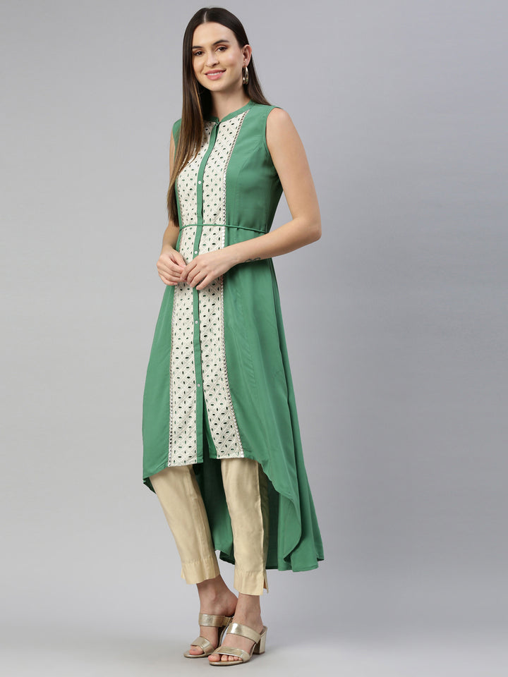 Neerus Green Color Rayon Fabric Kurta