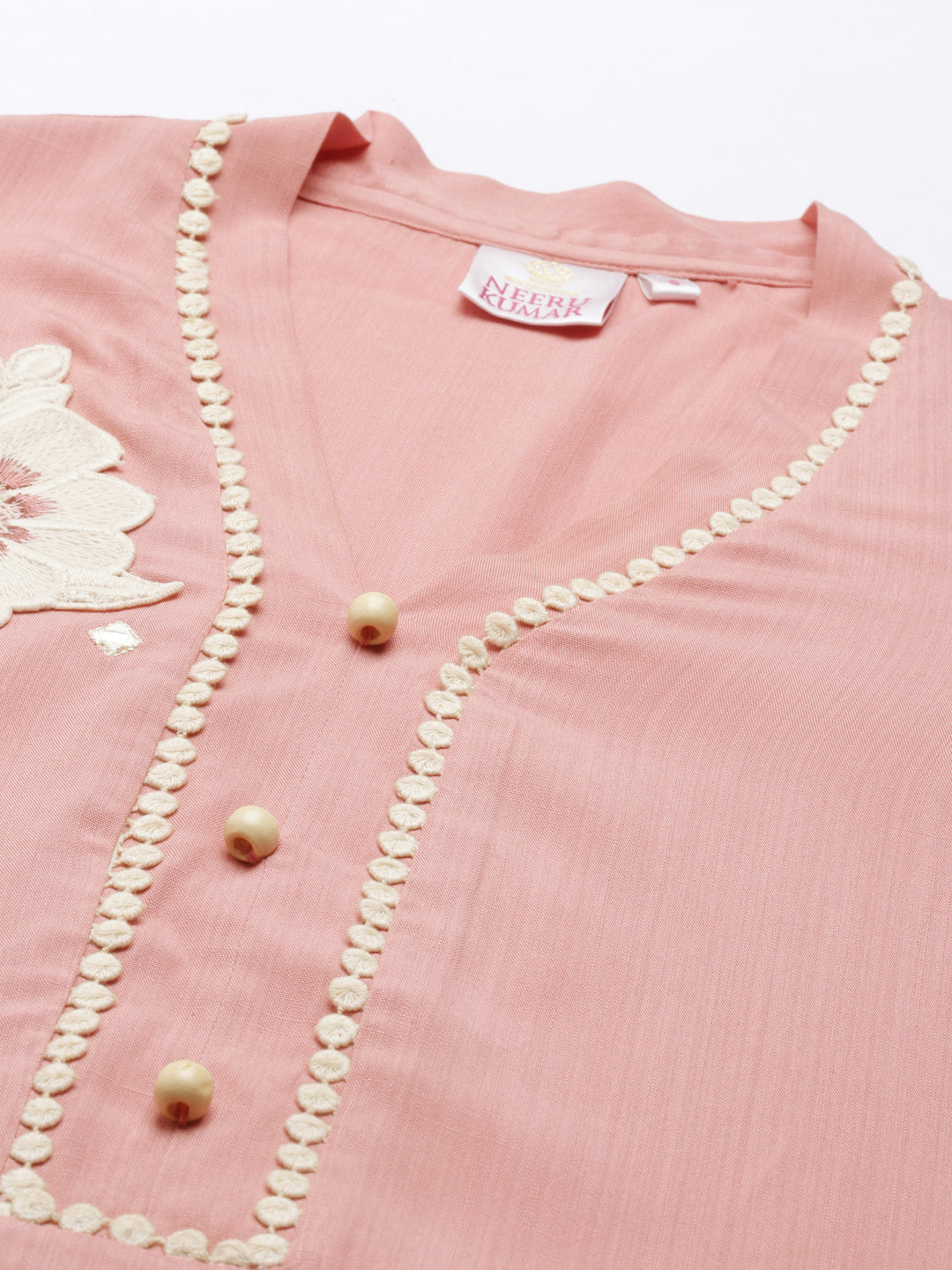 Neeru'S Peach Color Rayon Fabric Kurta