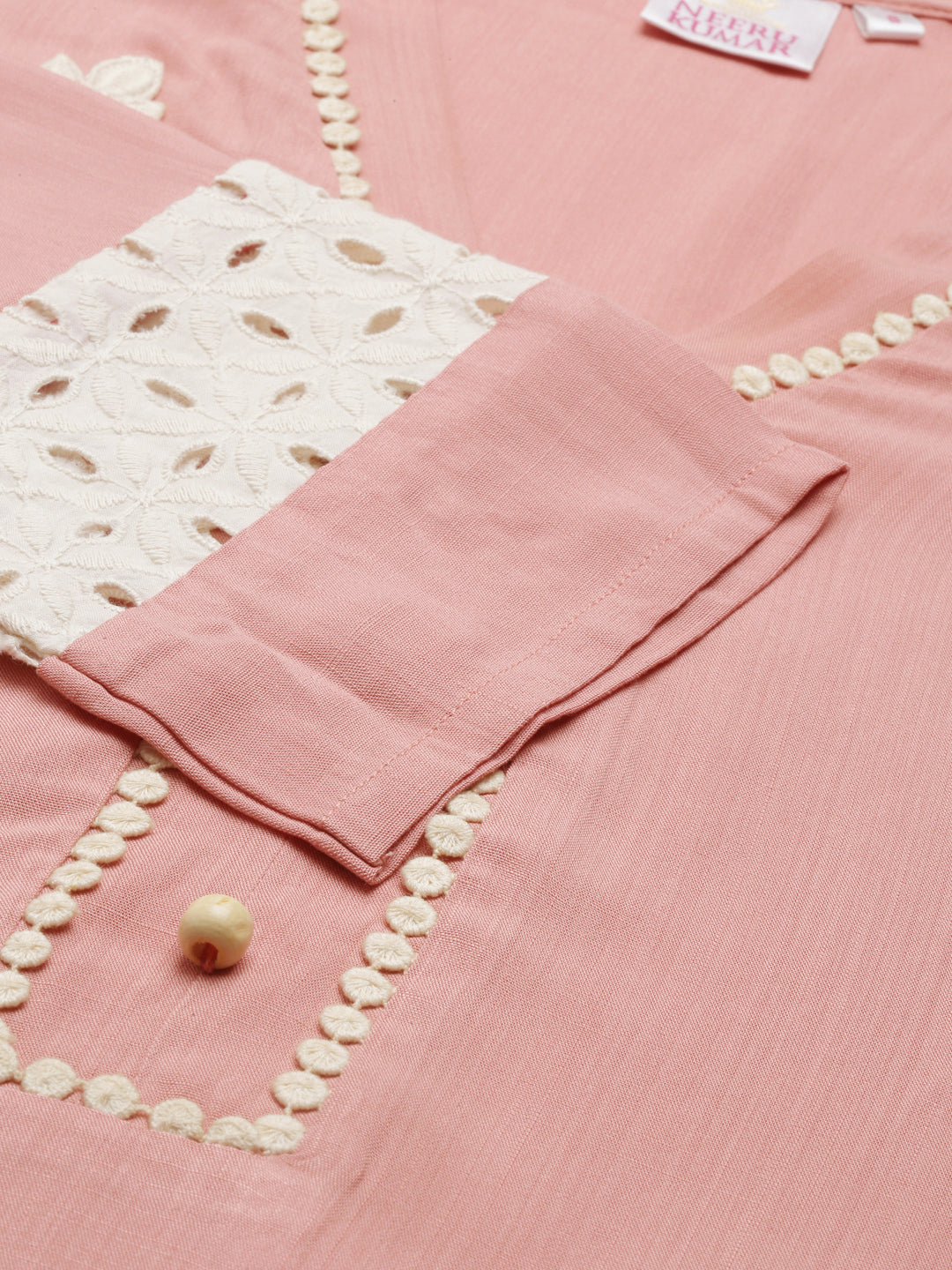 Neerus Orange rayon solid kurta - detail view 4