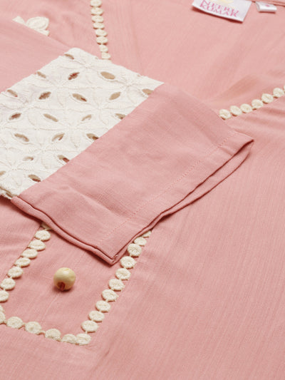 Neeru'S Peach Color Rayon Fabric Kurta