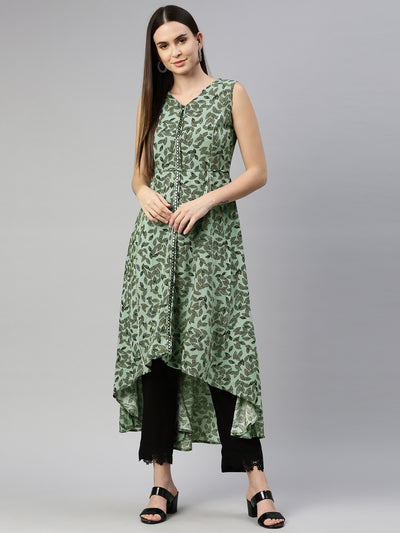 Neeru'S Pista Green Color Rayon Fabric Kurta